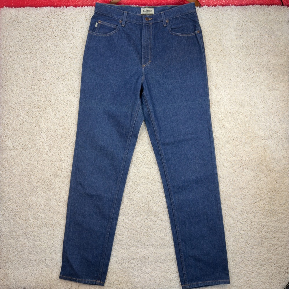 LL Bean Classic Fit Jeans Mens 34x34 Blue Denim Straight Leg 100% Cotton 220626